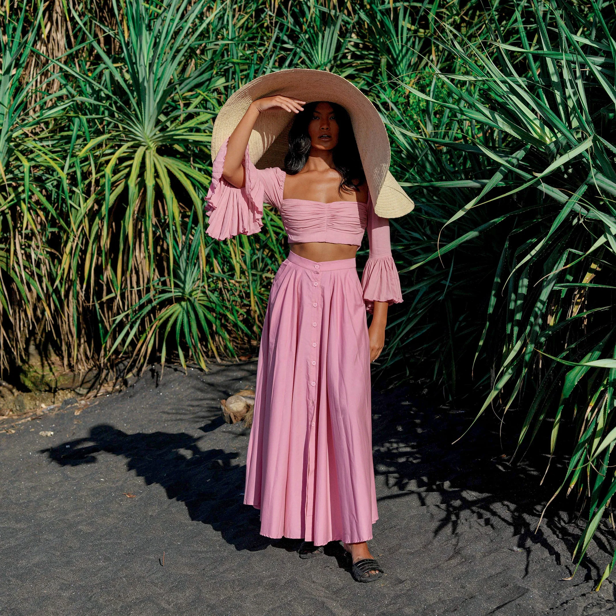ARUM Flared Bamboo Top in Blush Pink - Image 3