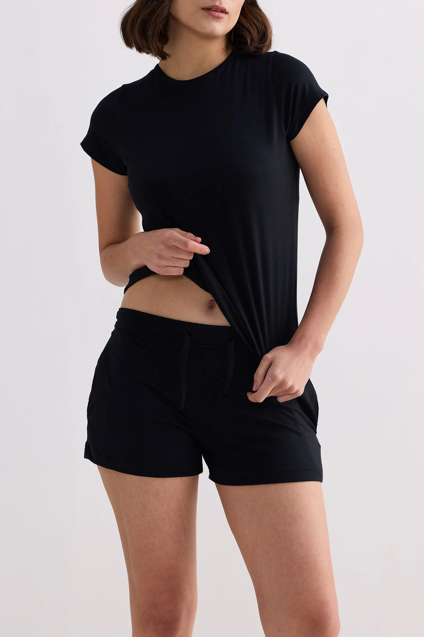 Essential Knit Shorts in Black - Image 3