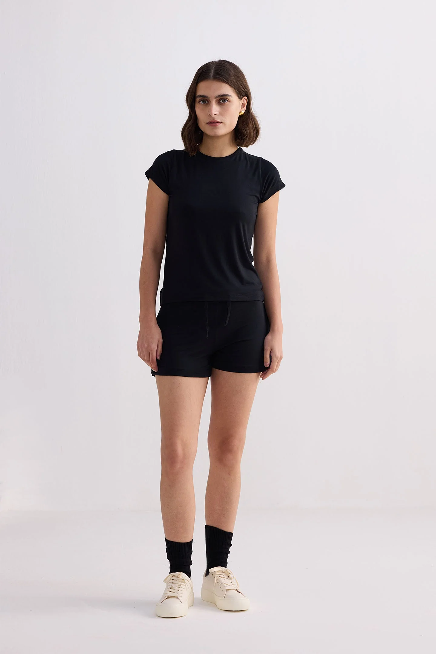 Essential Knit Shorts in Black - Image 4
