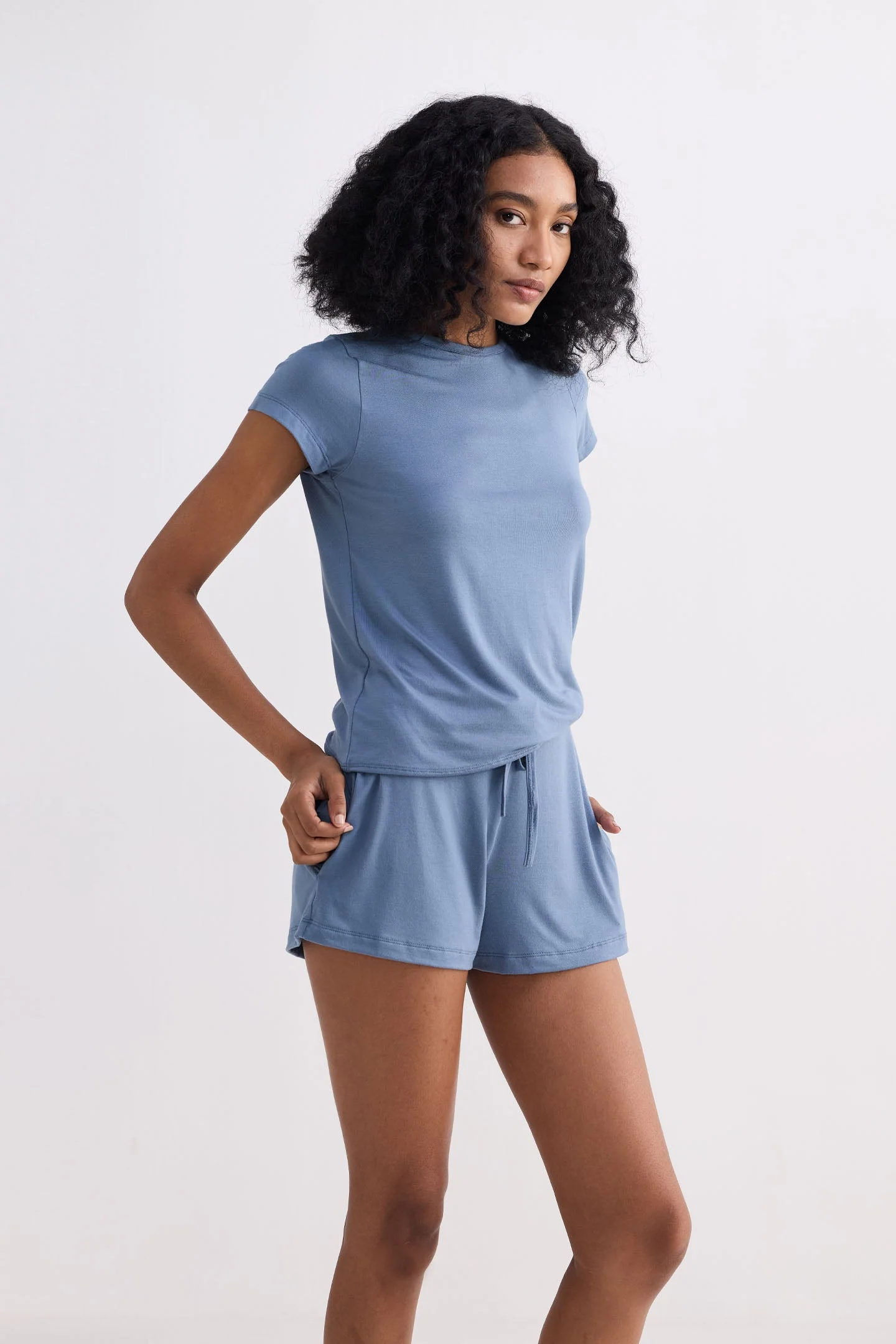 Essential Knit Shorts in Blue - Image 7