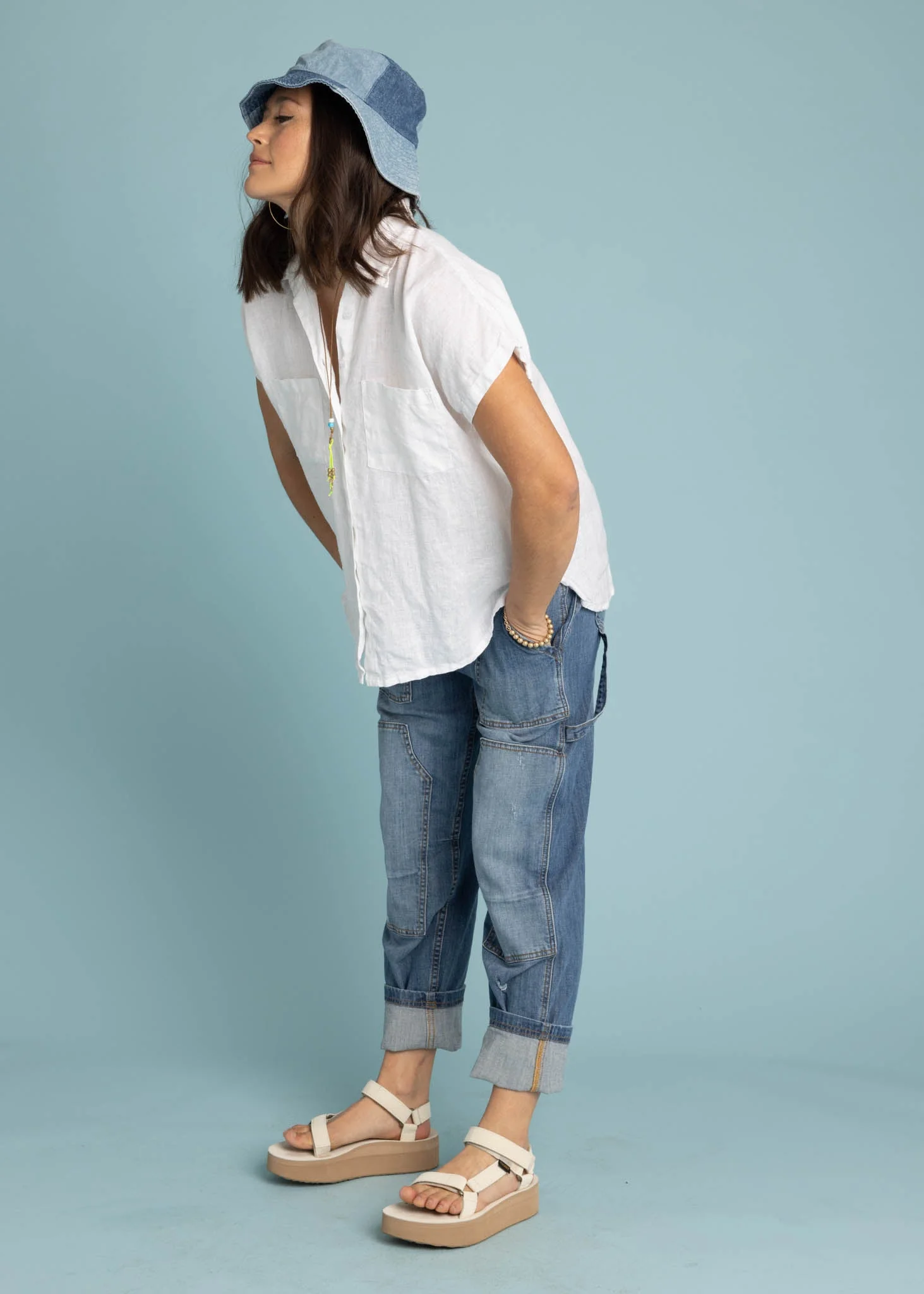 Good Boyfriend Linen Short Sleeve Shirt - Creme White - Image 5