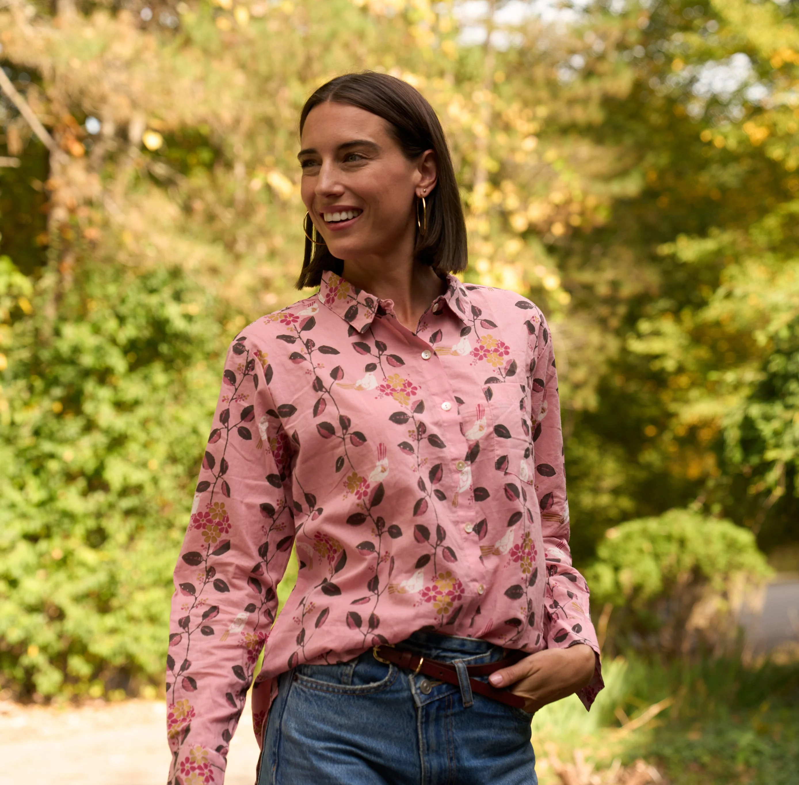 Good Boyfriend Shirt - Birdie On A Vine Blush