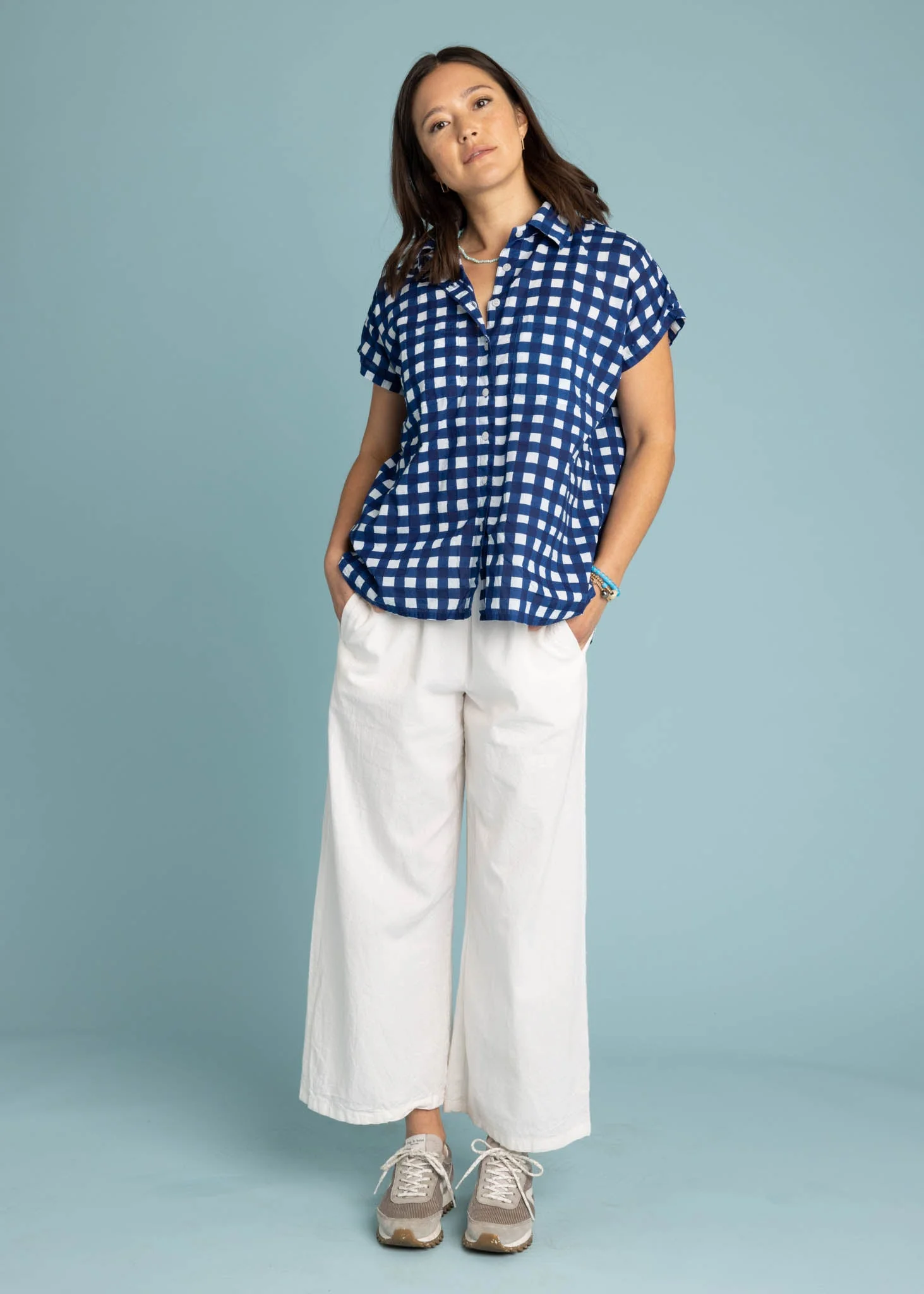 Good Boyfriend Short Sleeve Shirt Gingham Picnic - Coastal Blue - Image 2