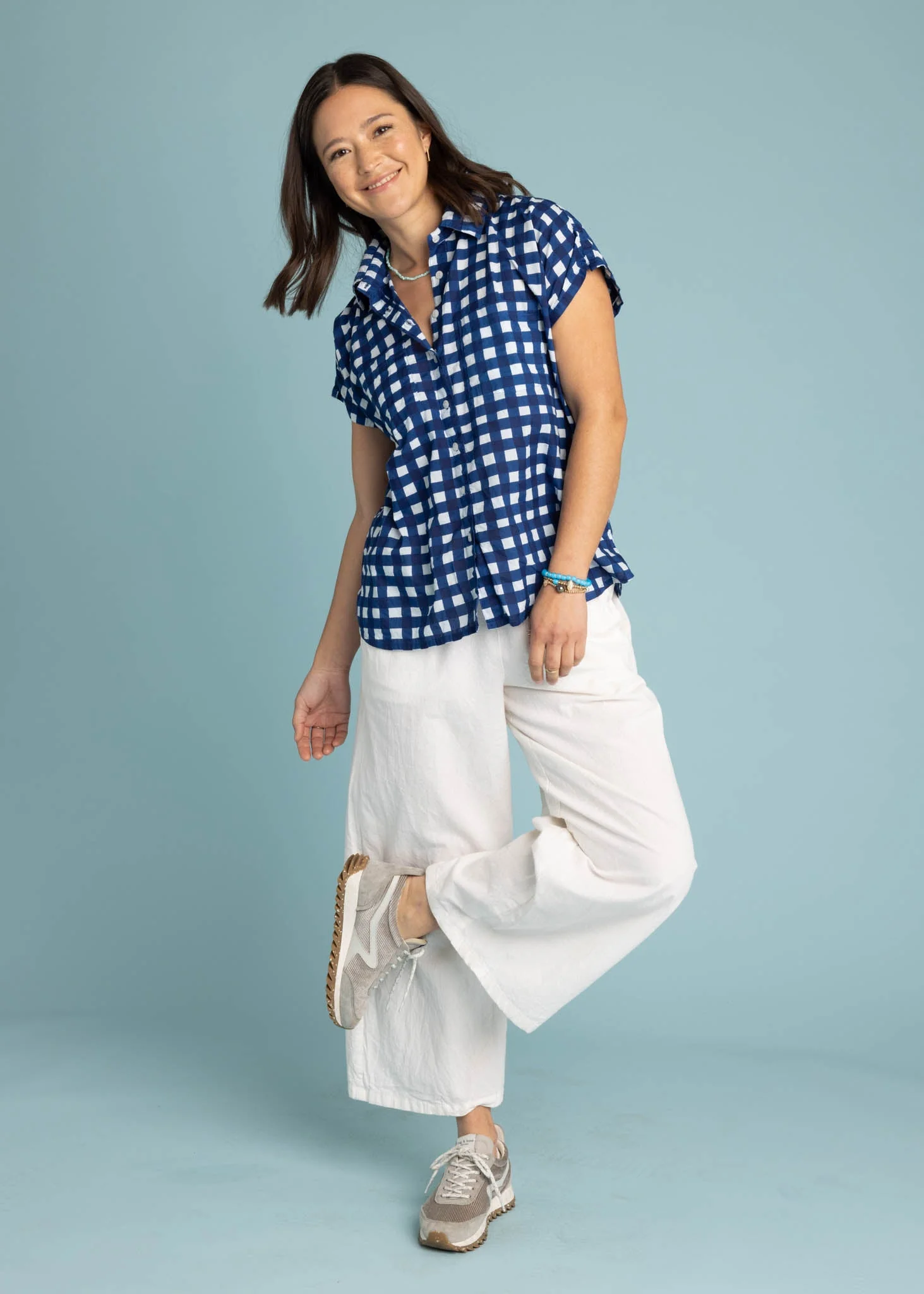 Good Boyfriend Short Sleeve Shirt Gingham Picnic - Coastal Blue - Image 5