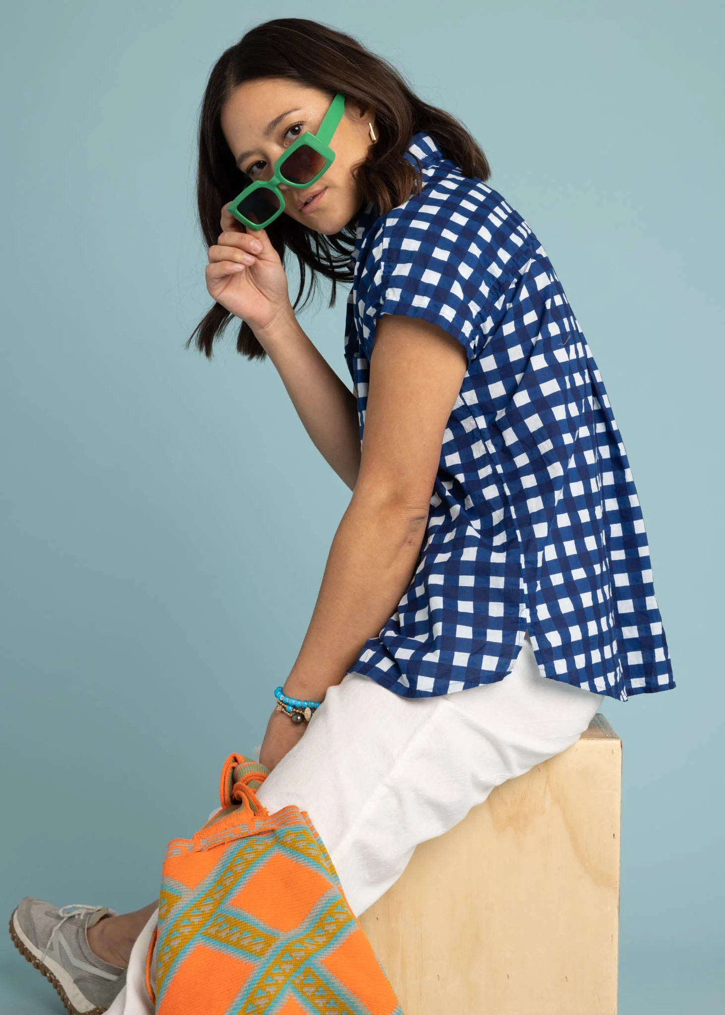 Good Boyfriend Short Sleeve Shirt Gingham Picnic - Coastal Blue - Image 6