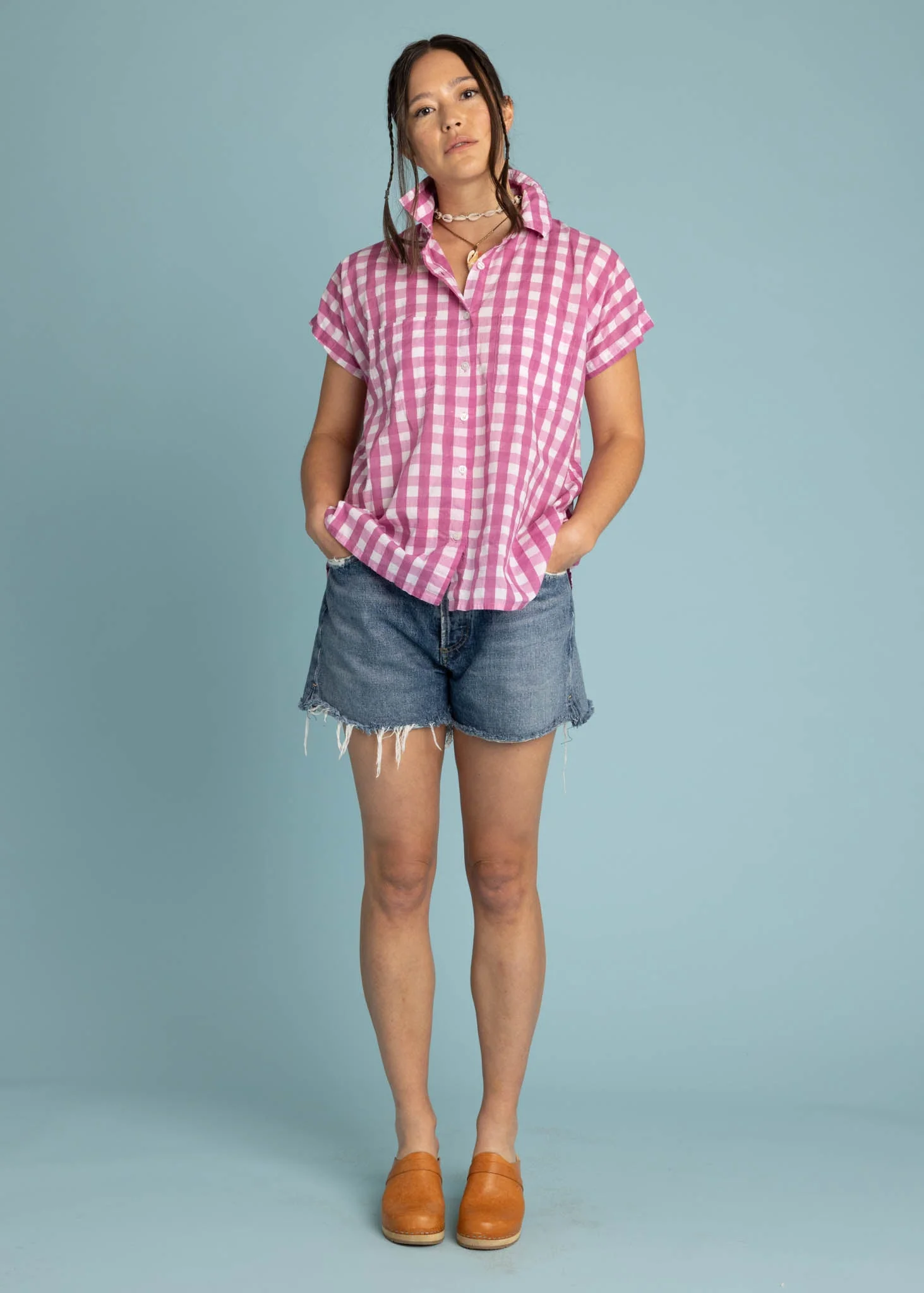 Good Boyfriend Short Sleeve Shirt Gingham Picnic - Dahlia