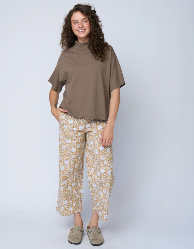 Mare Mock Neck Top - Warm Grey