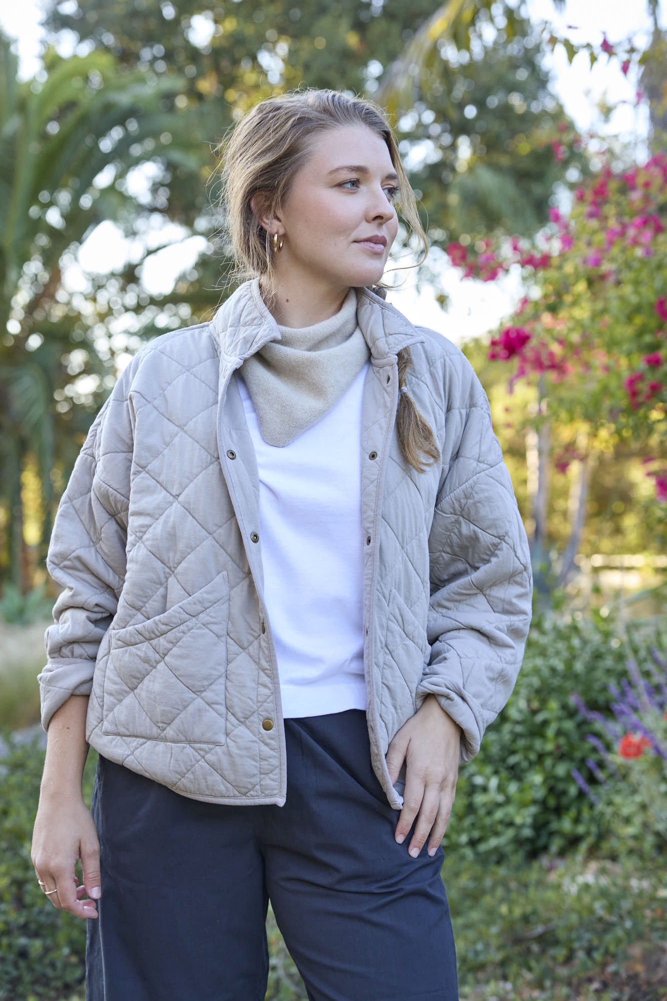 Newport Triangle Recycled Cashmere Scarf - Oatmeal