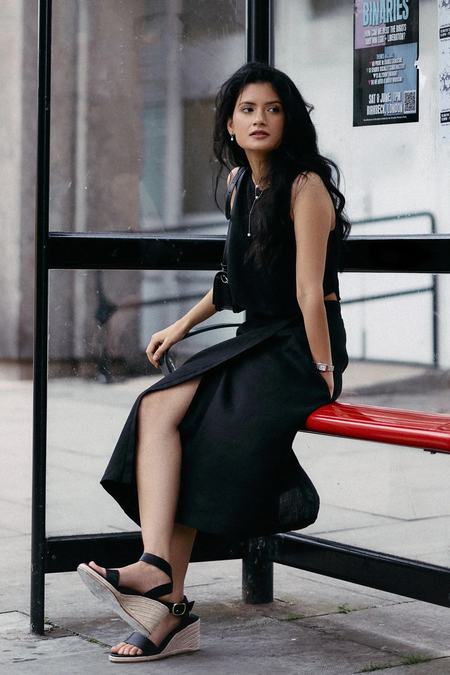 Overlap Midi Skirt in Black - Image 5