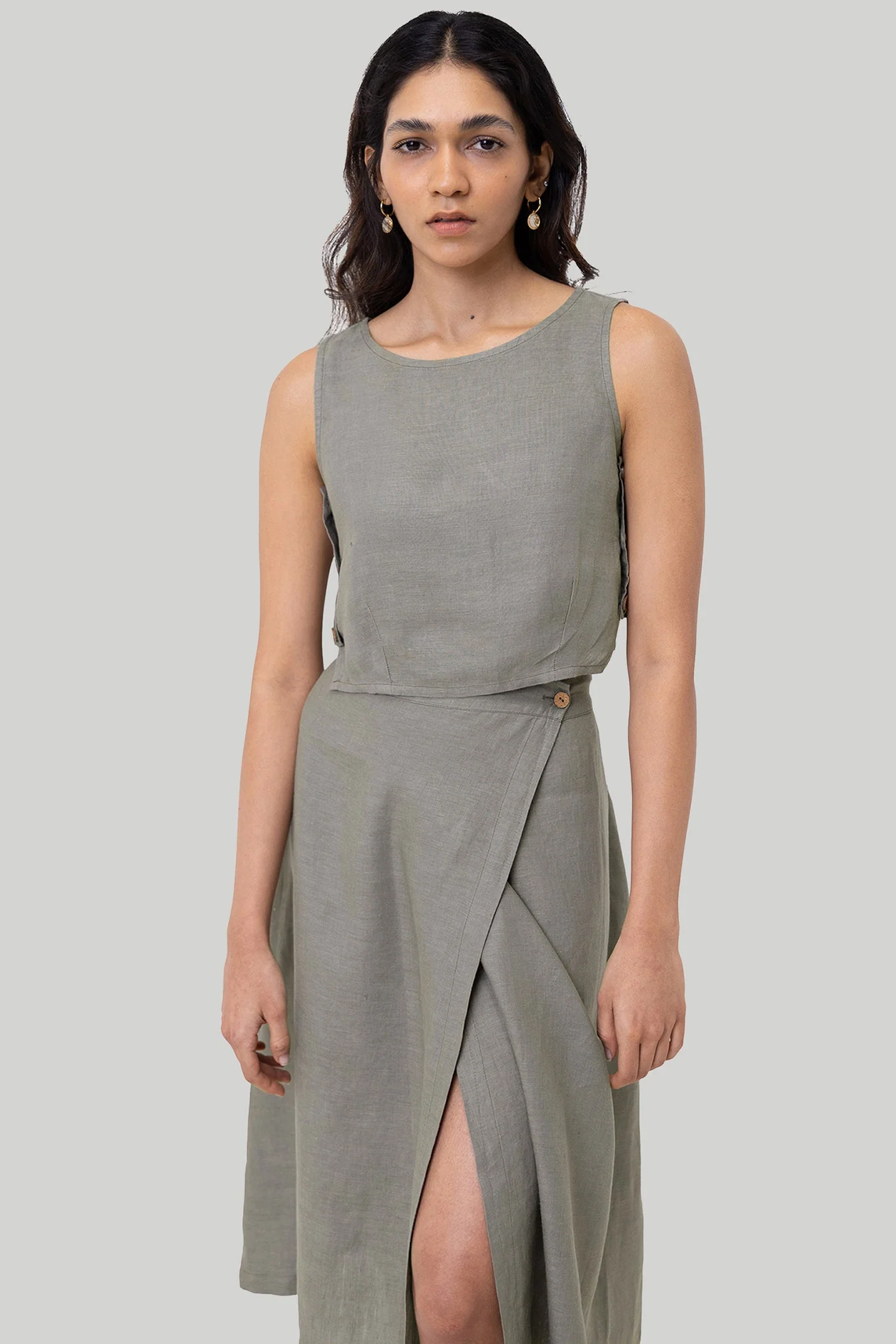 Overlap Midi Skirt in Dark Green - Image 3