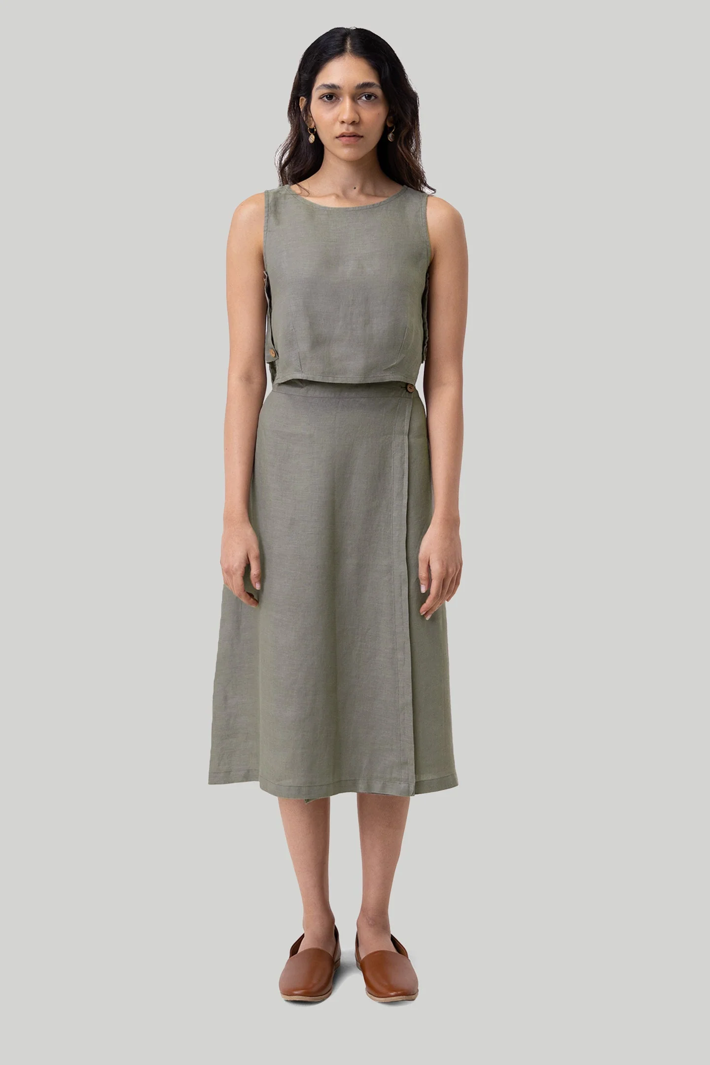 Overlap Midi Skirt in Dark Green - Image 5