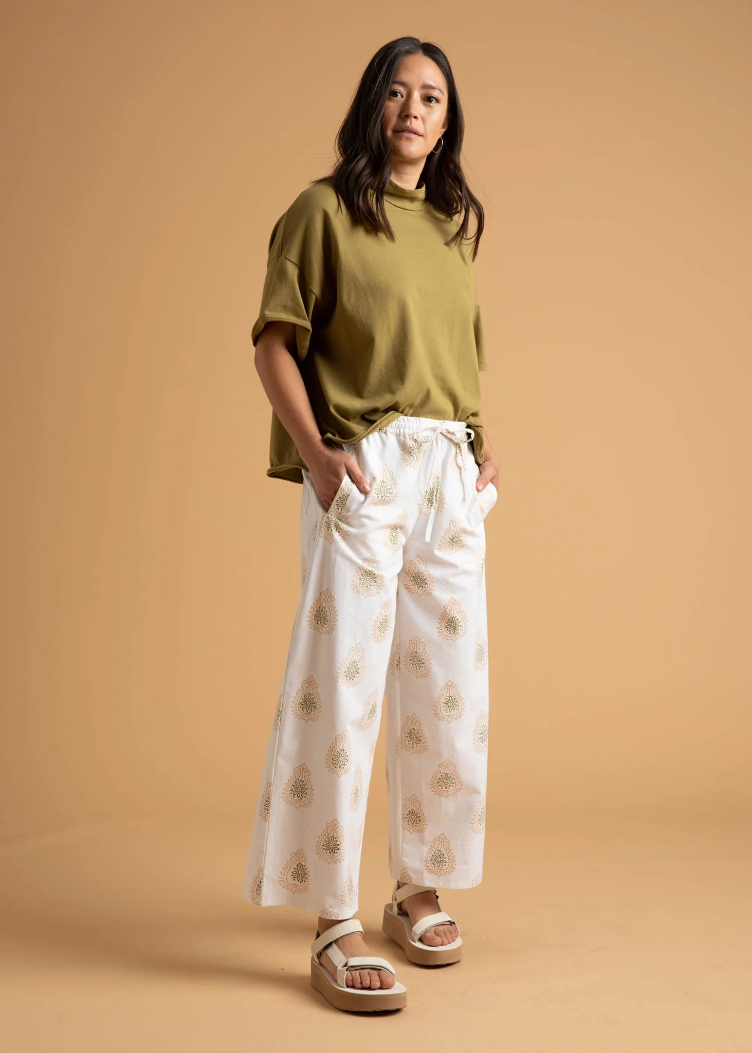 Shore Pant - Totem Paisley Baked Clay & Olive Oil - Image 2